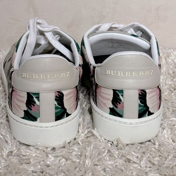 Burberry London Canvas Floral Print Sneakers Size EU 39.5 / 9.5 Luxury Shoes - Picture 4 of 7